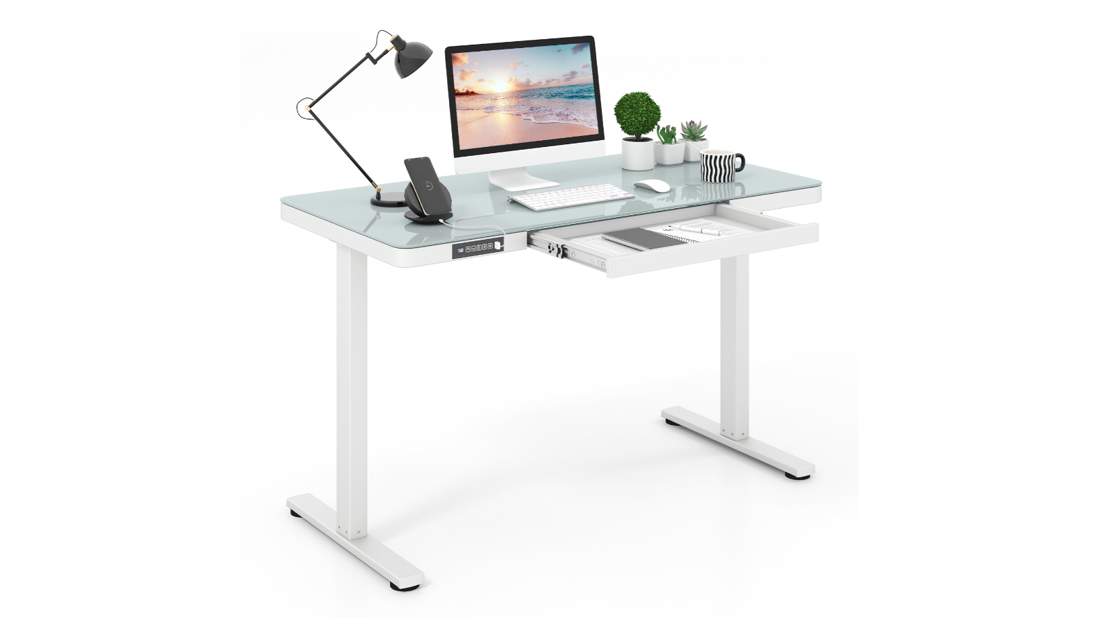 Costway 120 x 60cm Electric Standing Desk - White