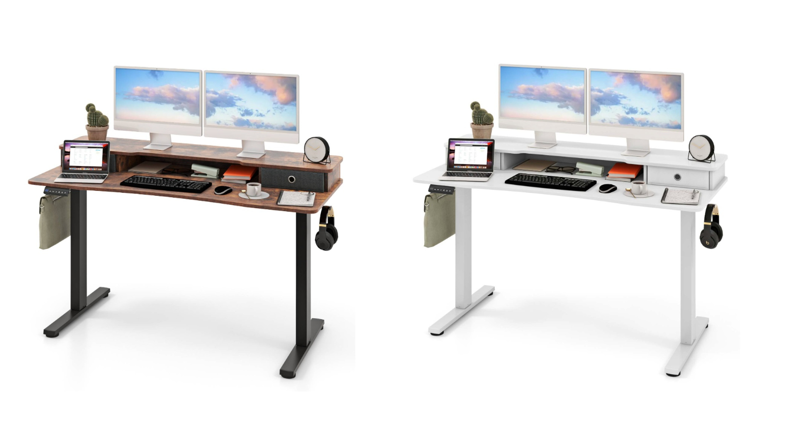Costway 140 x 60cm Electric Standing Desk with Control Panel