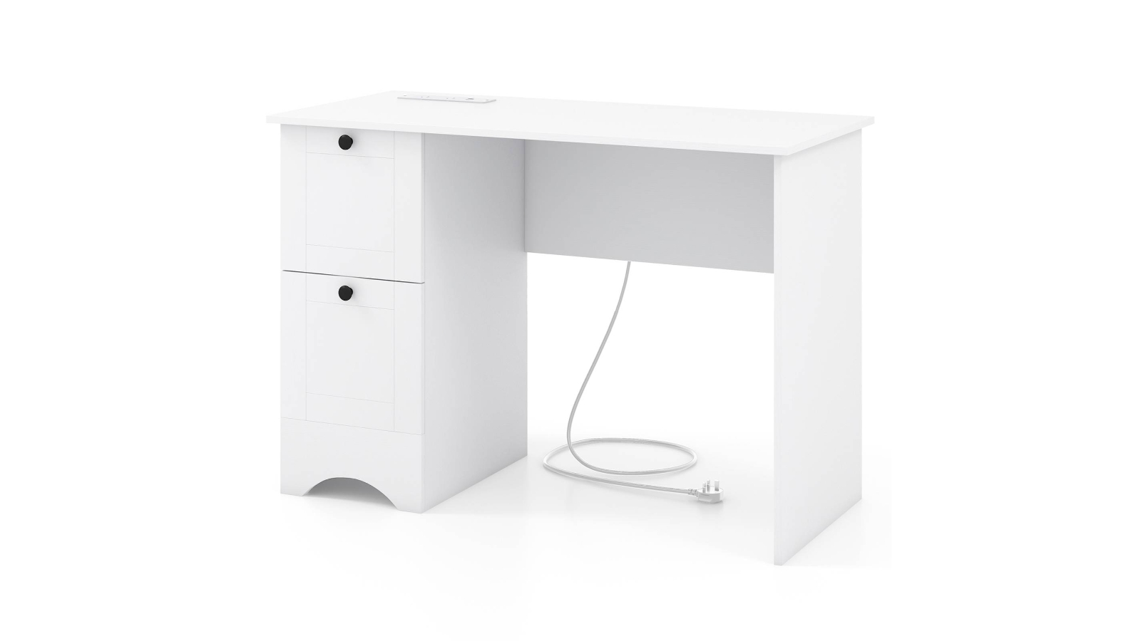 Costway Modern Writing Table Computer Desk with Drawers - White