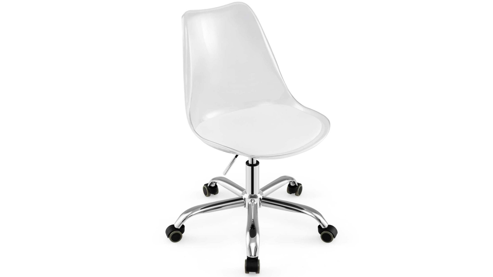 Costway Clear Armless Rolling Desk Chair with Swivel Seat