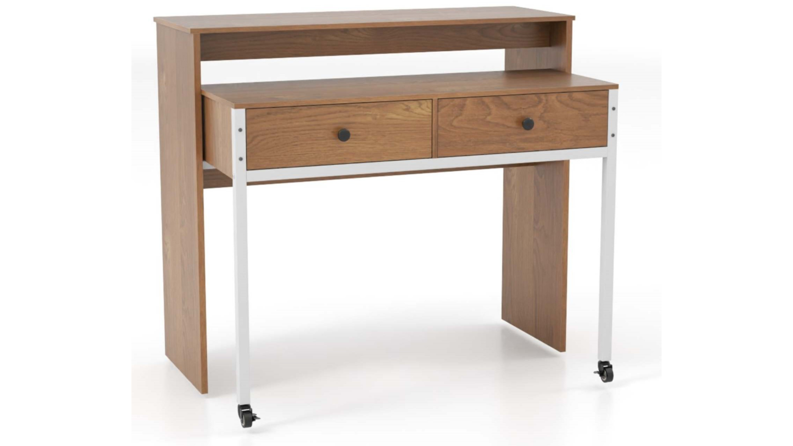 Costway 2-Drawer Wood Pull Out Extending Workstation Console Table 