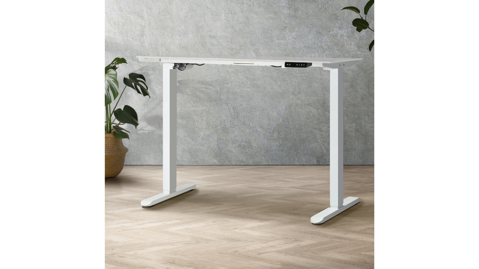 Oikiture White Standing Desk Adjustable Motorised - Frame Only 