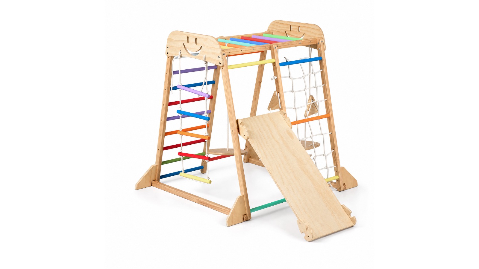 Advwin Kids Wooden Climbing Frame with Slide and Swing
