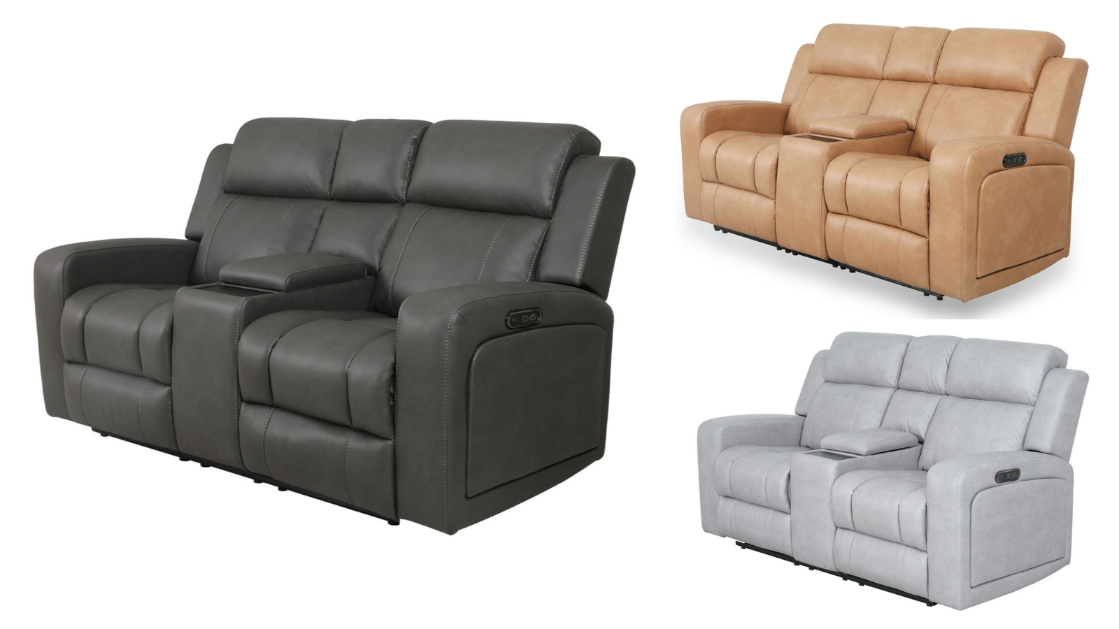 Buxton 2-Seater Fabric Powered Recliner Sofa with Console