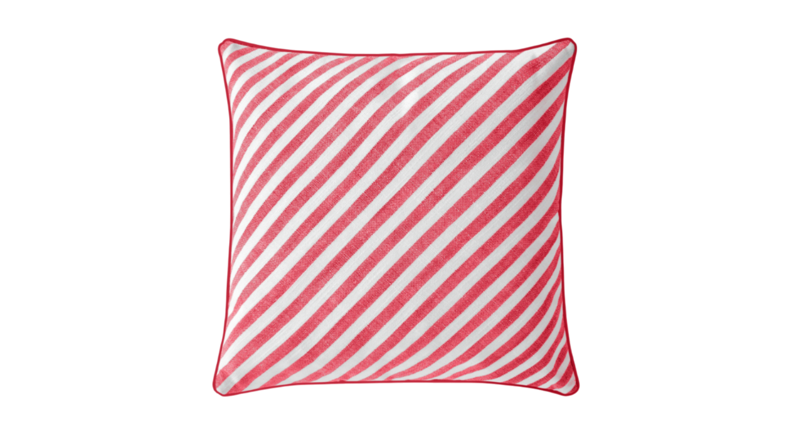 Cadence and Co Oscar Faux Linen Striped Cushion - Red