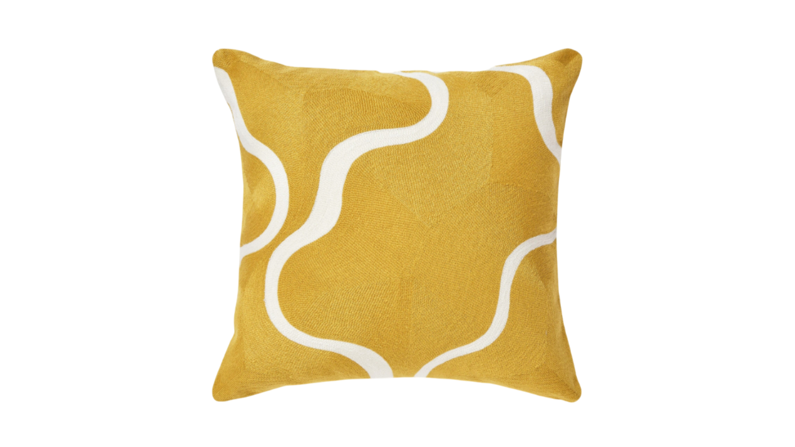 Cadence and Co Louise Crewel Embroidered Cushion - Mustard