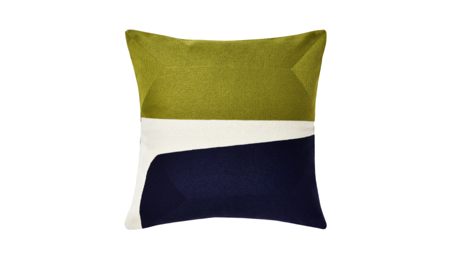Cadence and Co Lawrence Crewel Embroidered Cushion - Olive/Navy