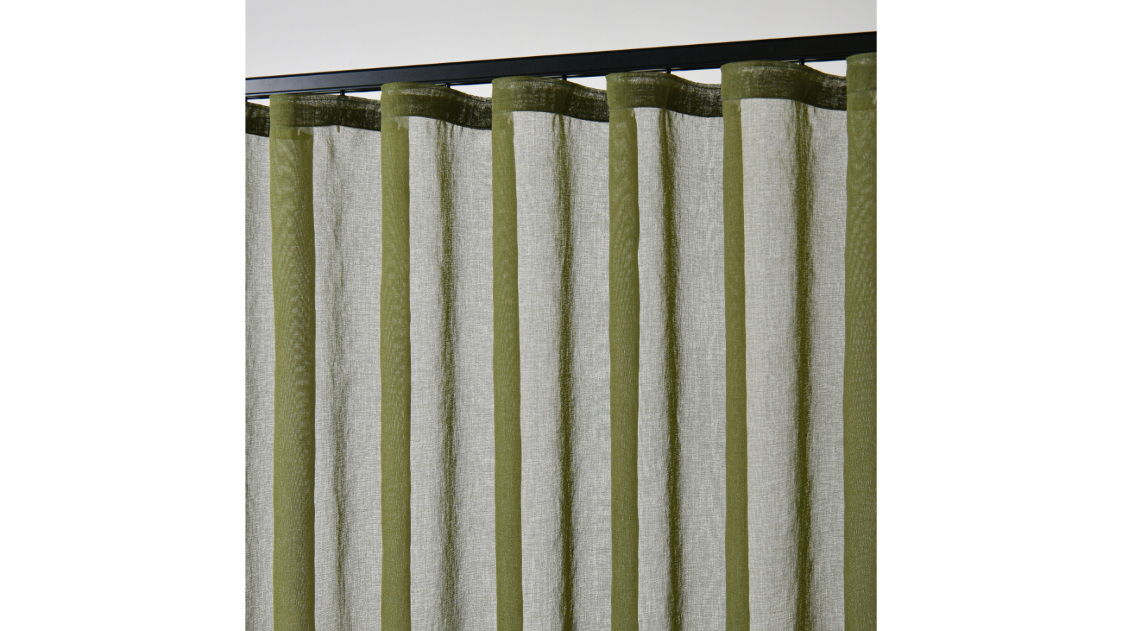 Cadence and Co Track Olive Kirra Sheer S-Fold Curtain - 320 x 280cm