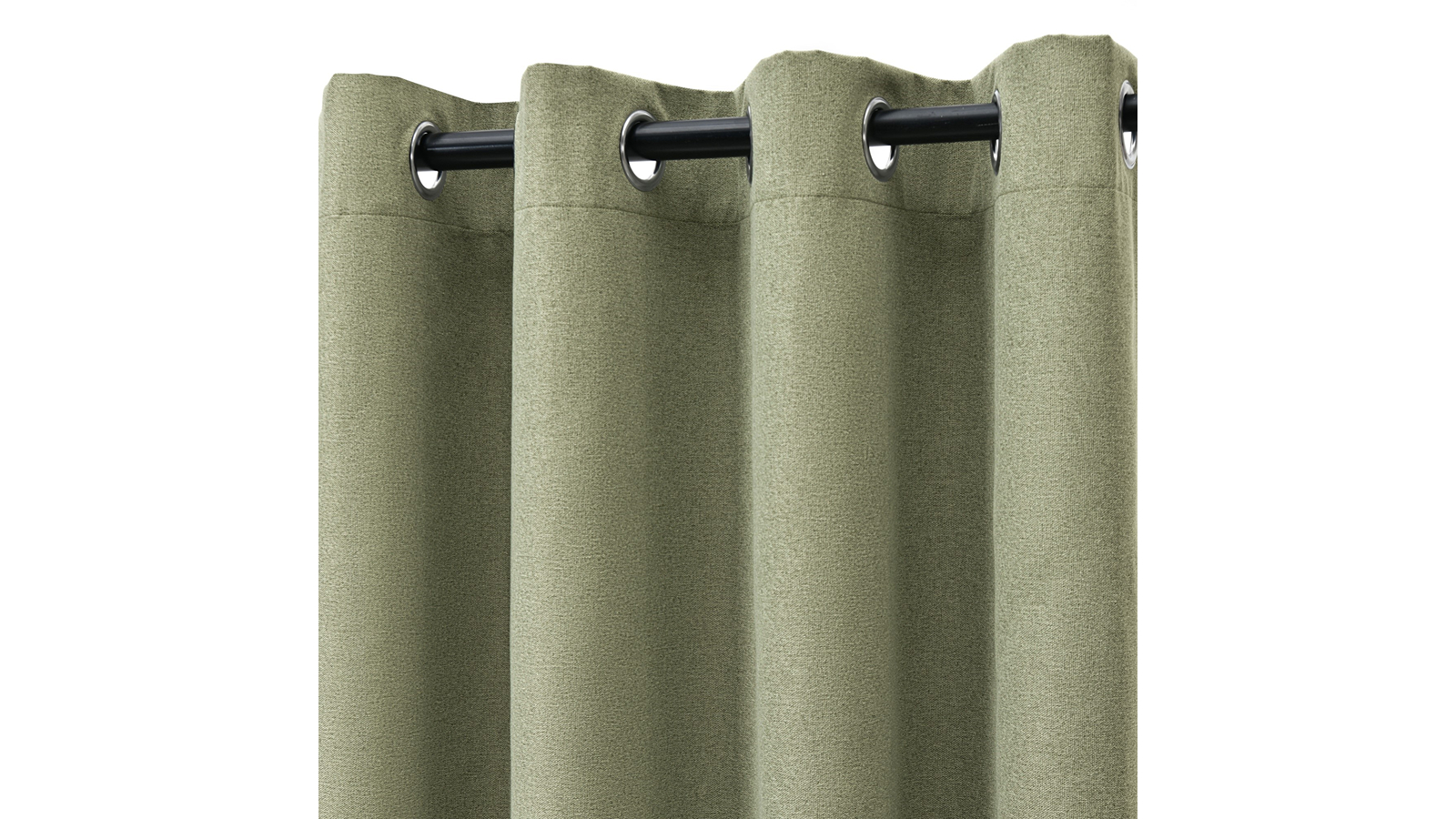 Cadence and Co Twin Pack Moss Bennett Faux Linen Blockout Eyelet Curtain - 90 x 223cm