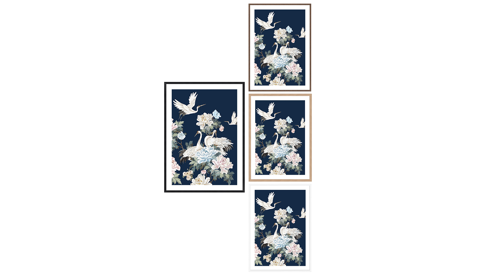 La Grolla Pearly White Cranes I Frame Wall Art