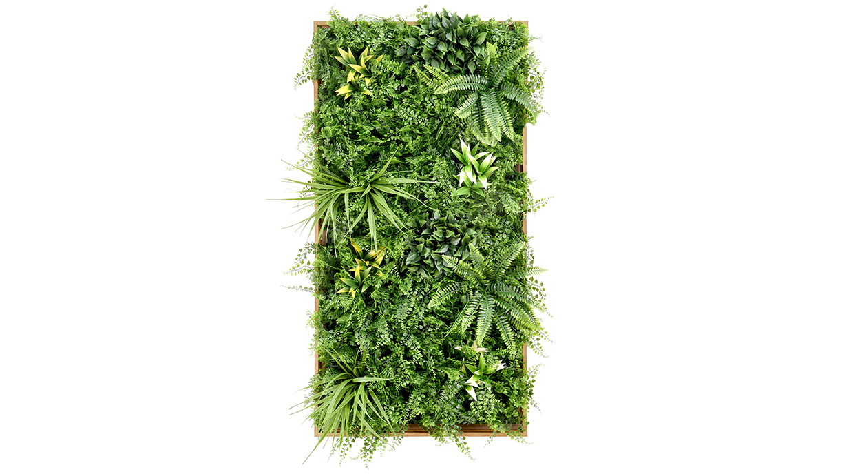 YES4HOMES 3D Green Artificial Plants Wall Panel Art with Vertical Frame - 50x100cm