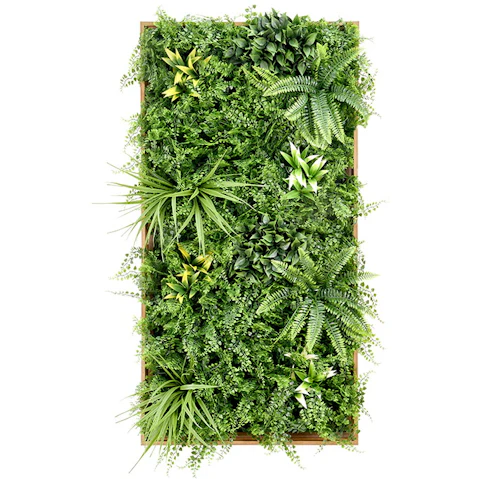 YES4HOMES 3D Green Artificial Plants Wall Panel Art with Vertical Frame - 50x100cm