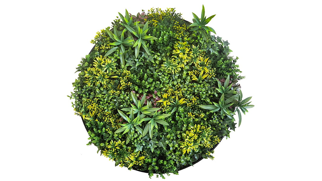 YES4HOMES Green Artificial Plant Wall Disc Art with Fireworks Black Frame - 100cm