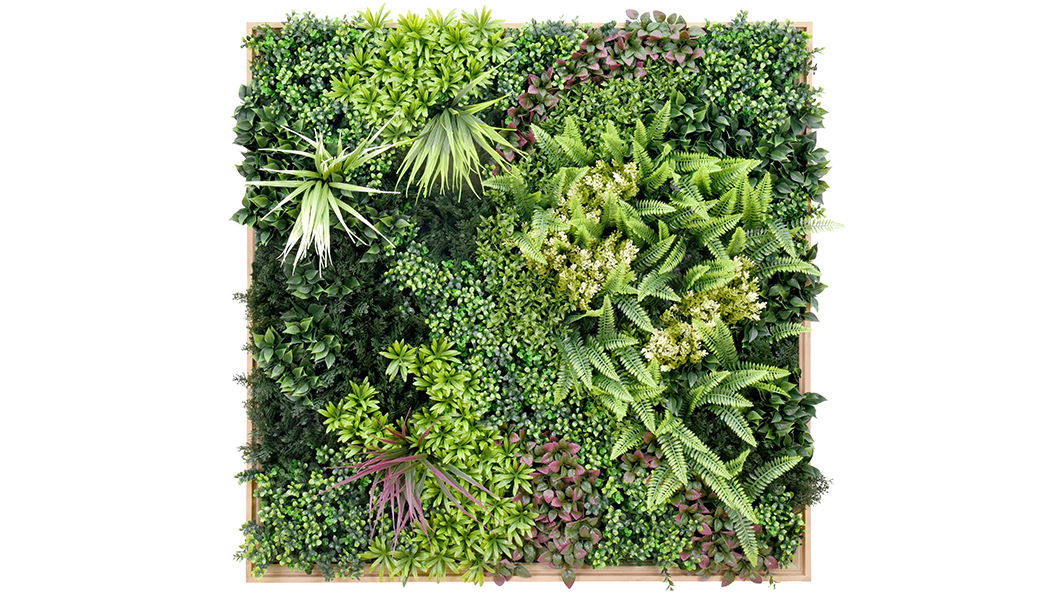 YES4HOMES 3D Green Artificial Plants Panel Wall Art with Vertical Frame - 100x100cm