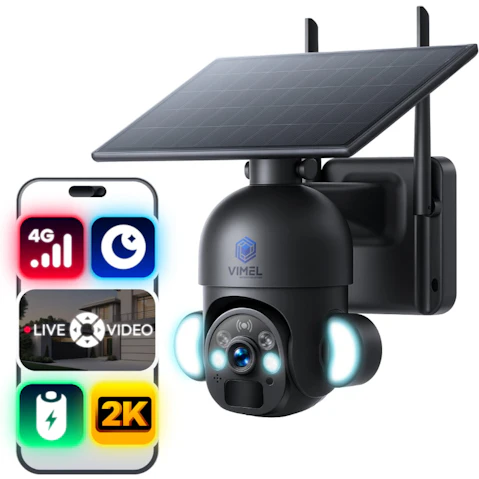 Vimel 4G PTZ Battery Powered Farm Construction Solar Security Camera