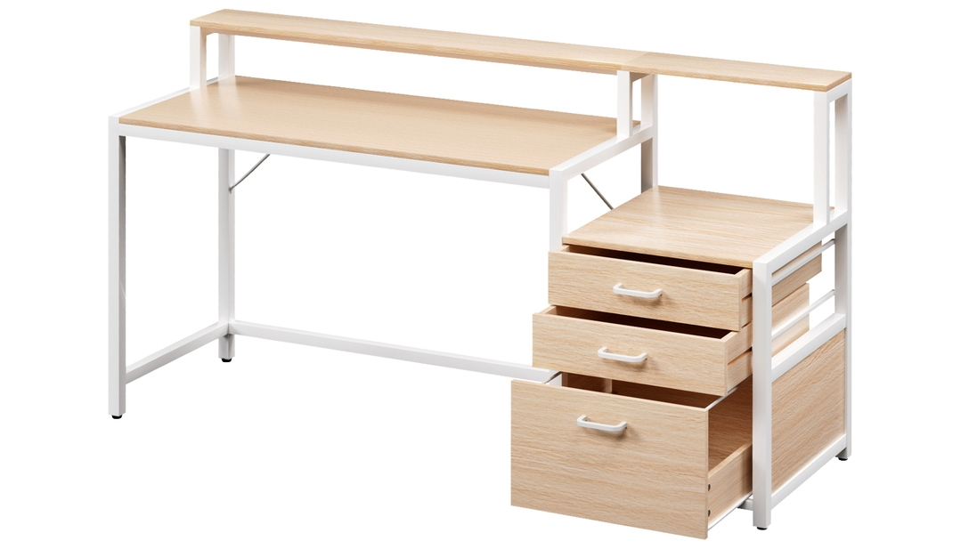 Artiss 160cm Computer Desk with Drawers Open Shelf - Oak