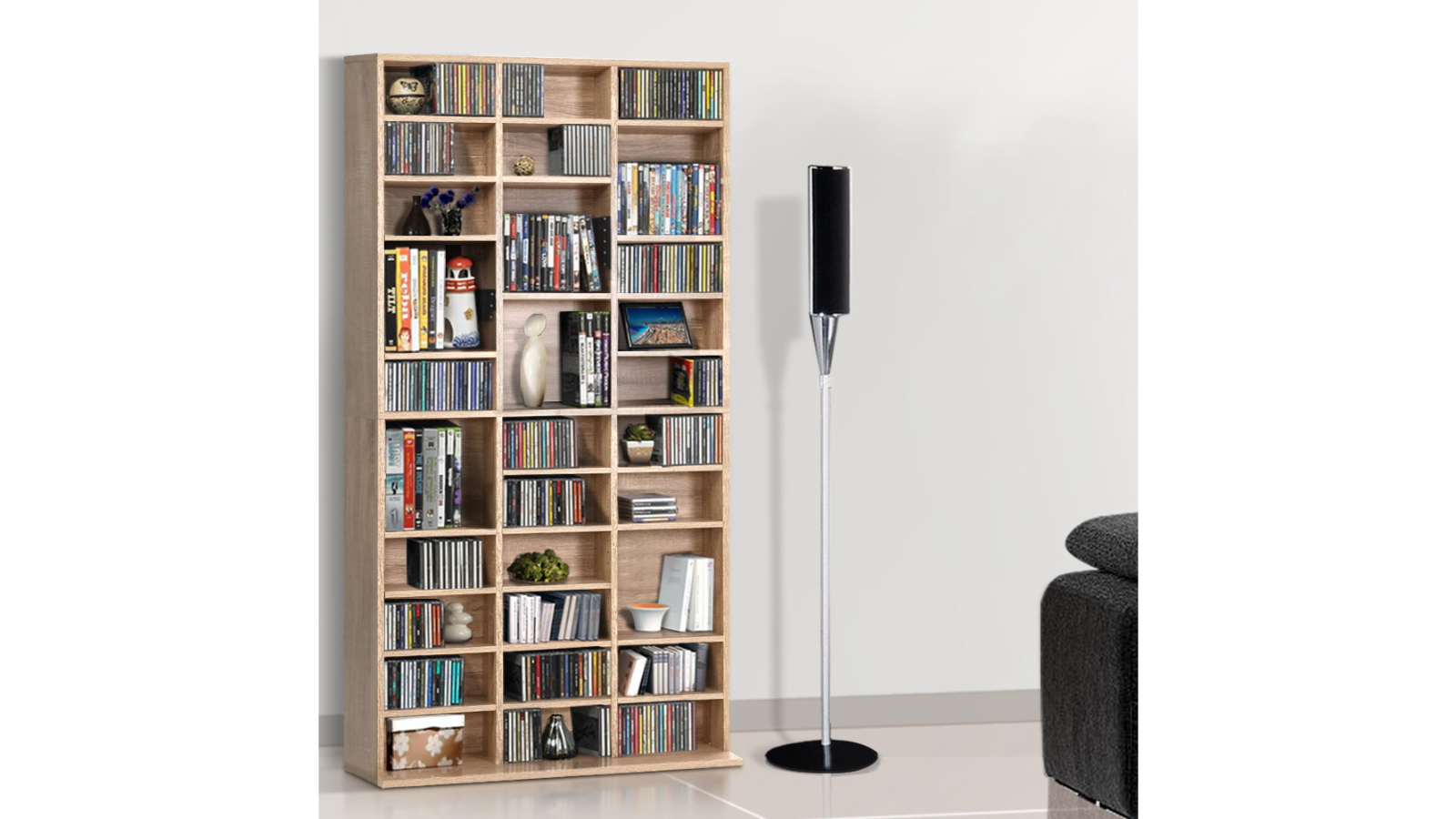 Artiss Bookshelf CD Storage Rack - Oak | Harvey Norman