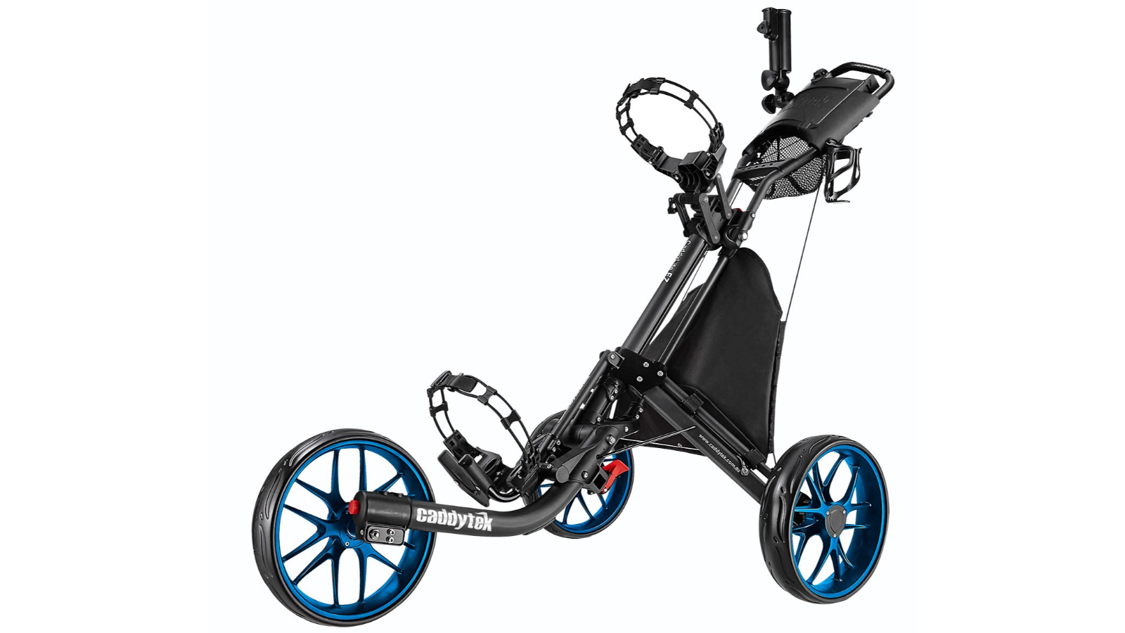 CaddyTek EZ-Fold Pro 3-Wheel Golf Buggy Push Cart - Blue
