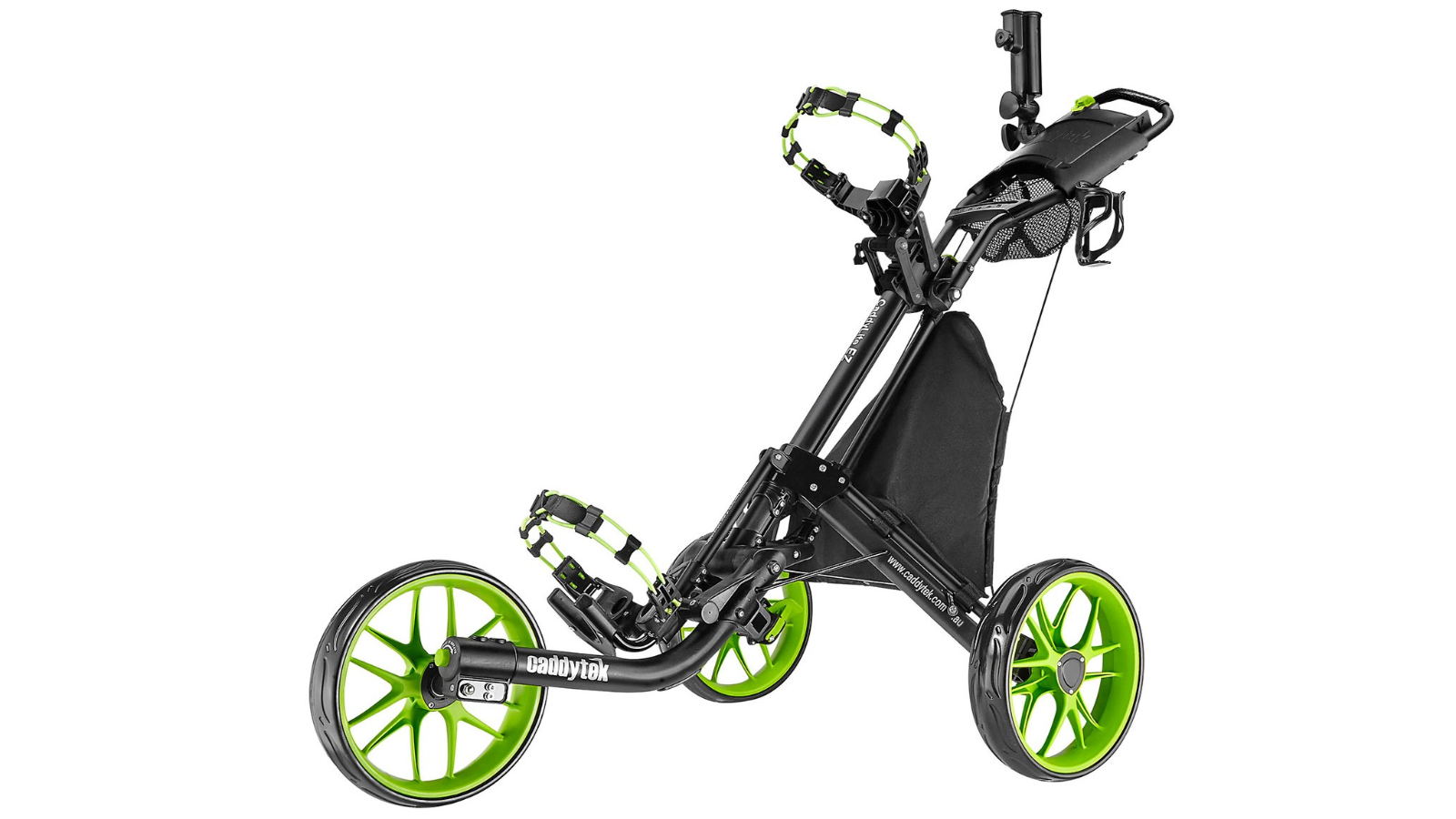 CaddyTek EZ-Fold Pro 3-Wheel Golf Buggy Push Cart - Lime
