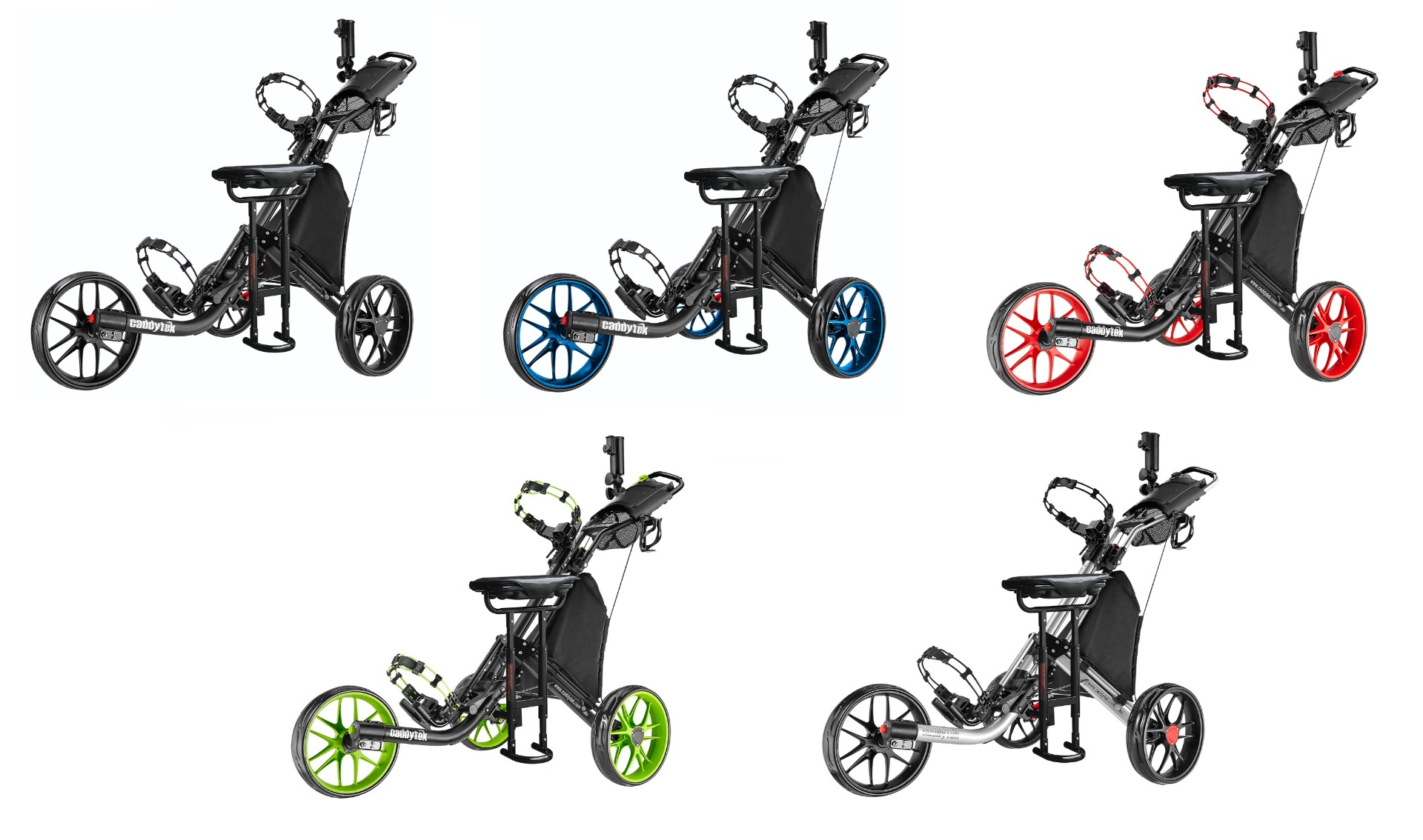 CaddyTek EZ-Fold Removable Seat 3-Wheel Golf Buggy Push Cart