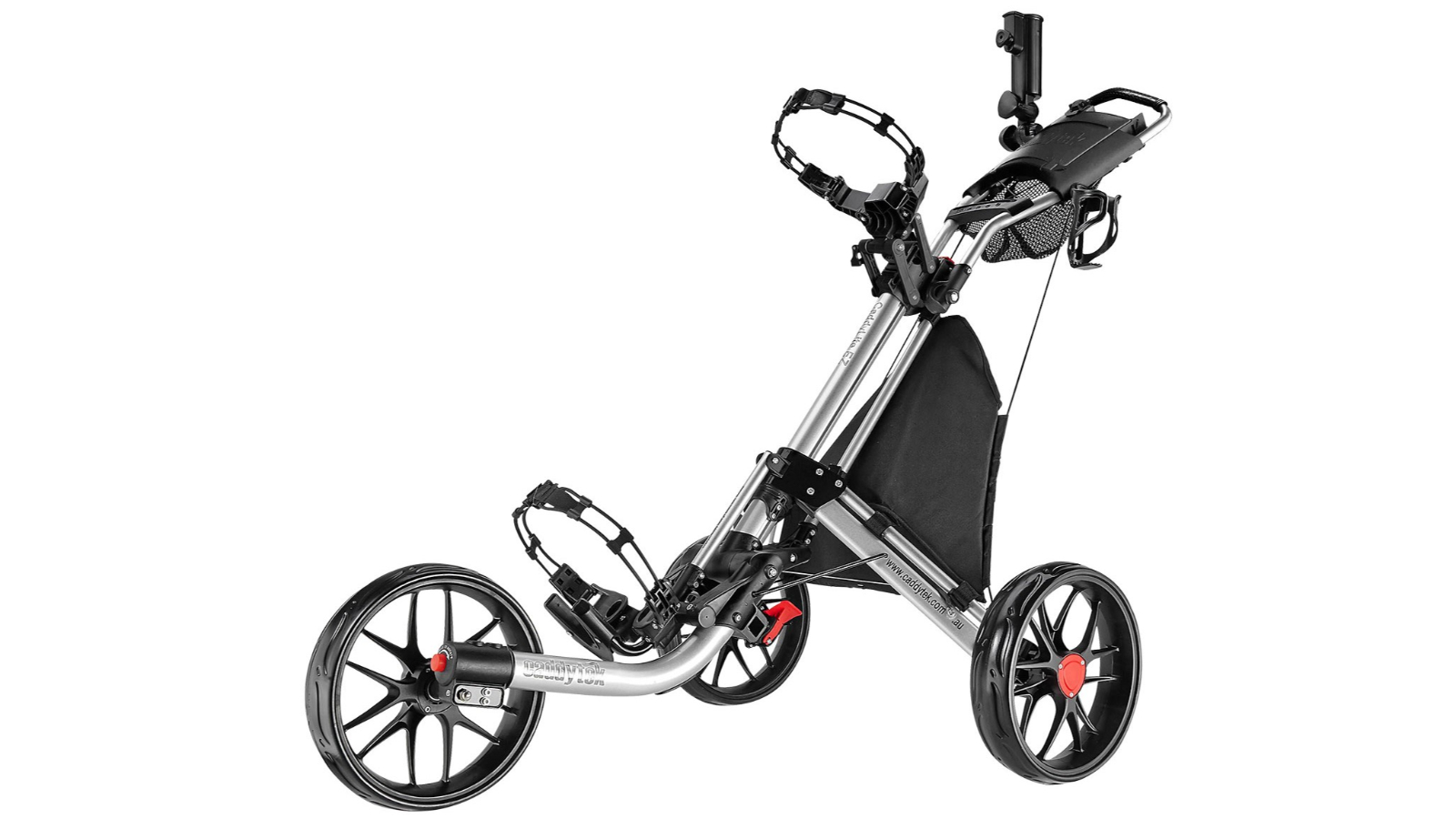 CaddyTek EZ-Fold Pro 3-Wheel Golf Buggy Push Cart - Silver