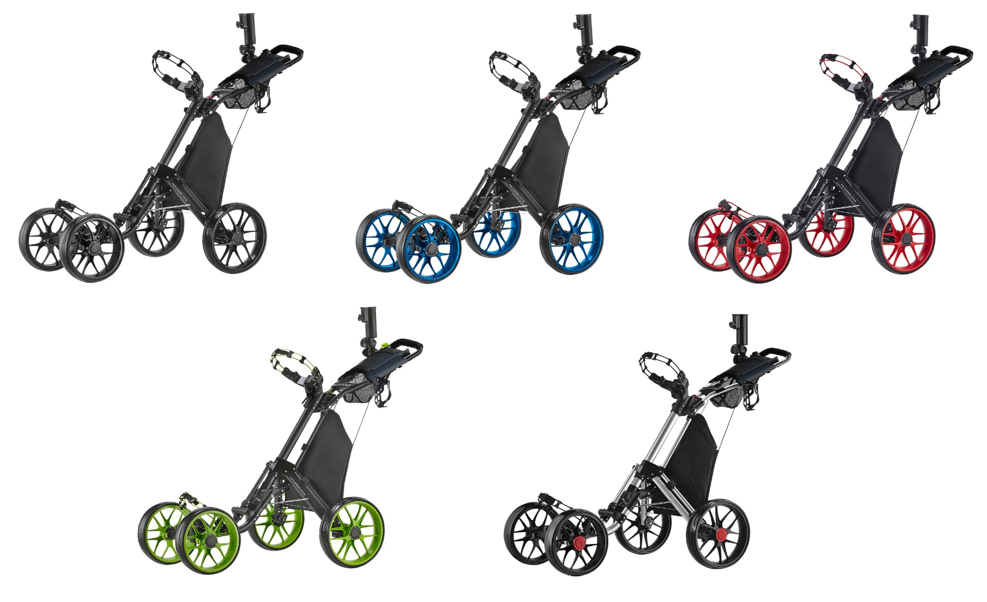 CaddyTek Pro One-Click Folding 4-Wheel Golf Push Cart