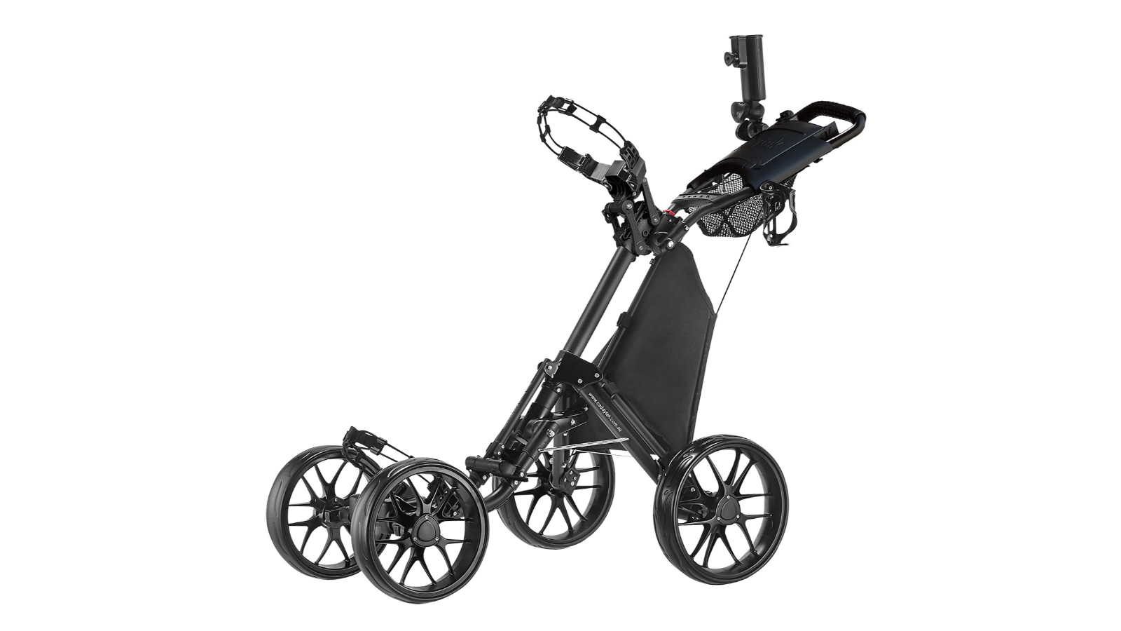 CaddyTek Pro One-Click Folding 4-Wheel Golf Push Cart - Dark Grey