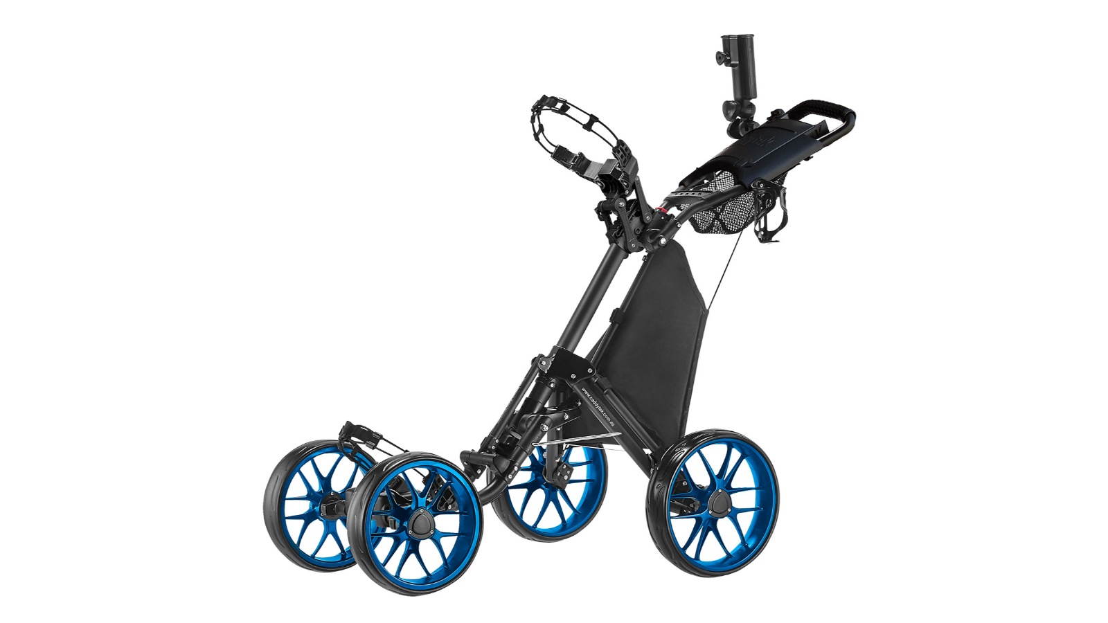 CaddyTek Pro One-Click Folding 4-Wheel Golf Push Cart - Blue