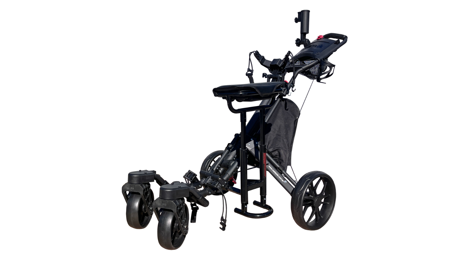 CaddyTek CaddyCruiser ONE-S Pro 4-Wheel Golf Buggy with Swivel Front Wheel and Removable Seat - Black