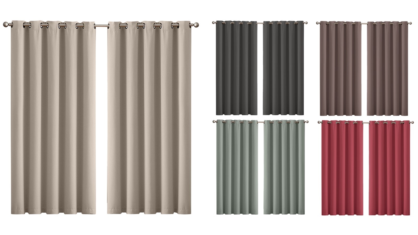 DreamZ Set of 2 3 Layers Eyelet Room Darkening Blockout Curtains - 180x230cm 