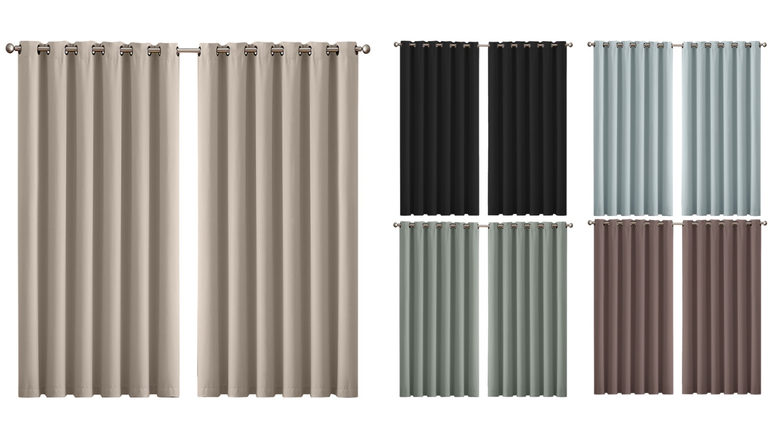 DreamZ Set of 2 3 Layers Eyelet Room Darkening Blockout Curtains - 240x230cm 