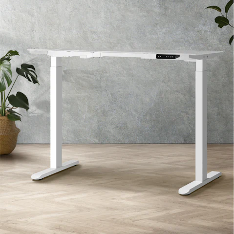 Oikiture White Dual Motor Height Adjustable Standing Desk - Frame Only