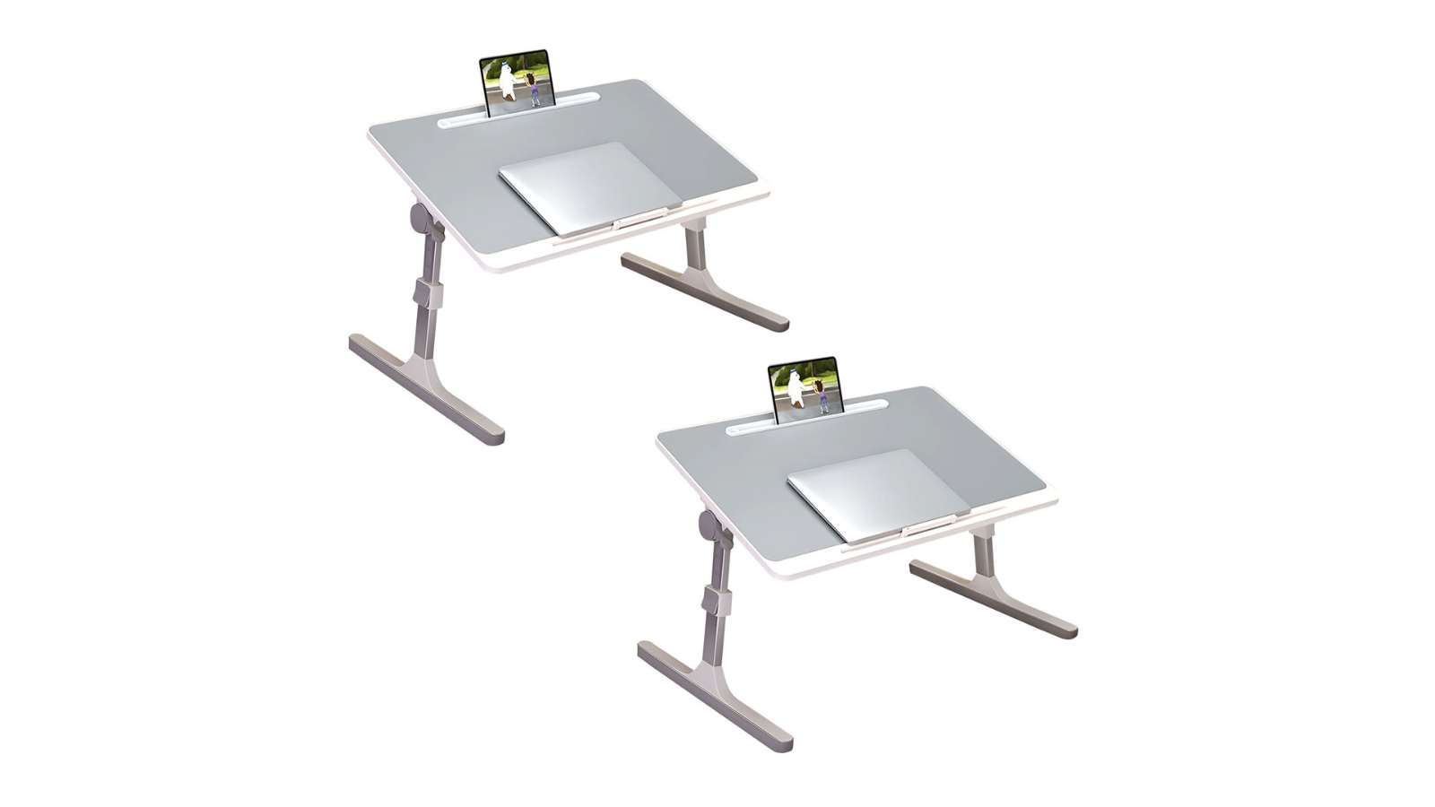 Soga Set of 2 60x40cm Grey Small Laptop Bed Portable Foldable Adjustable Study Table