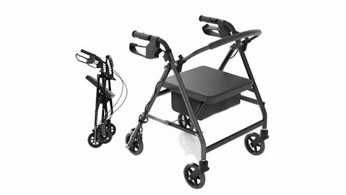 Advwin Foldable 4-Wheels Rollator Walker with Dual Brake System
