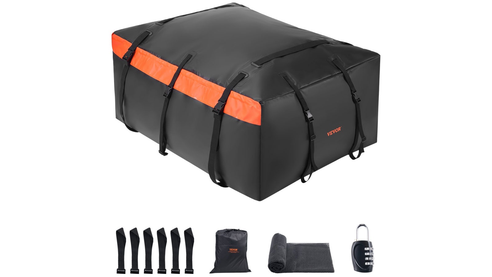 Vevor Car Rooftop Cargo Carrier Bag 23 Cubic Feet 840D PVC Car Roof Luggage Bag