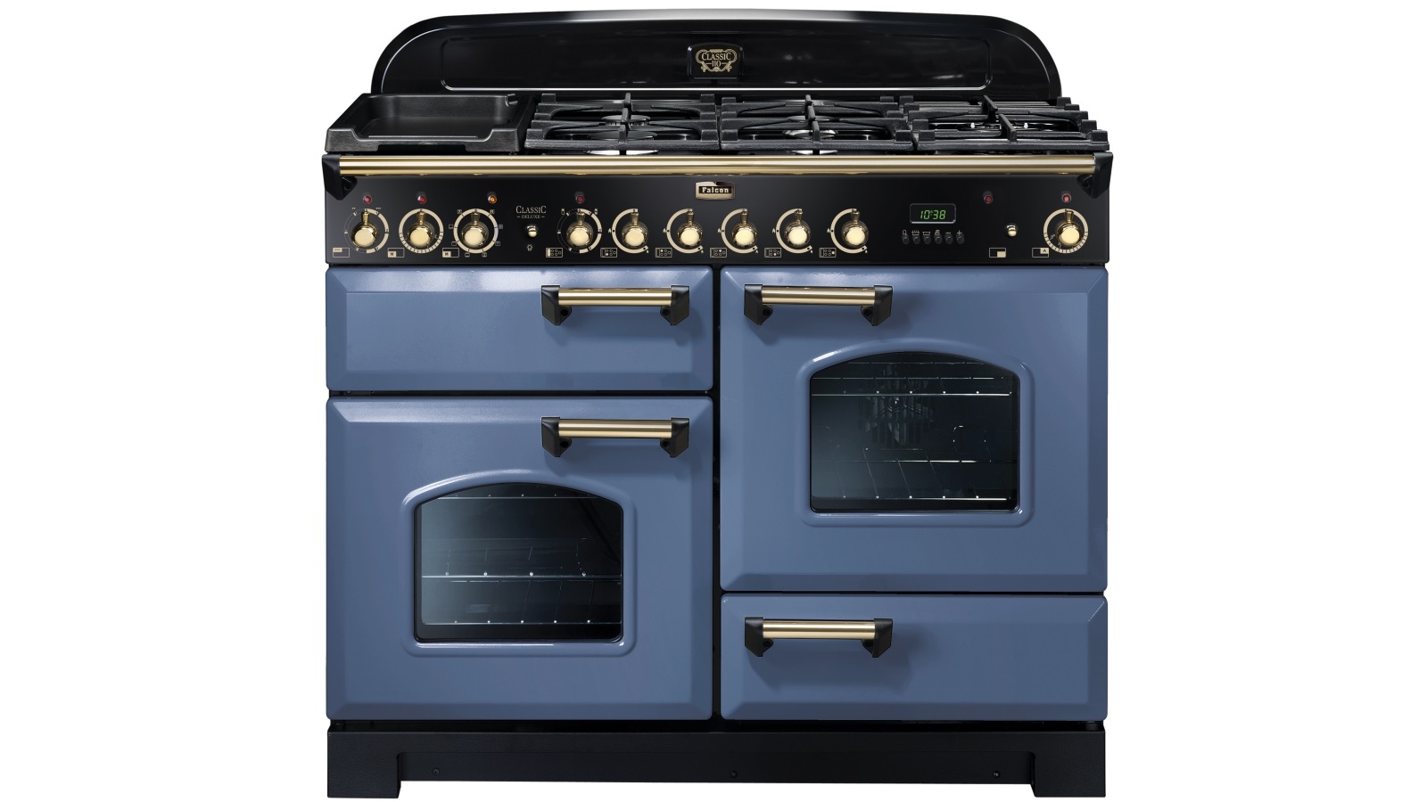Falcon Classic Deluxe 1100mm Brass Fitting Dual Fuel Freestanding Cooker - Stone Blue