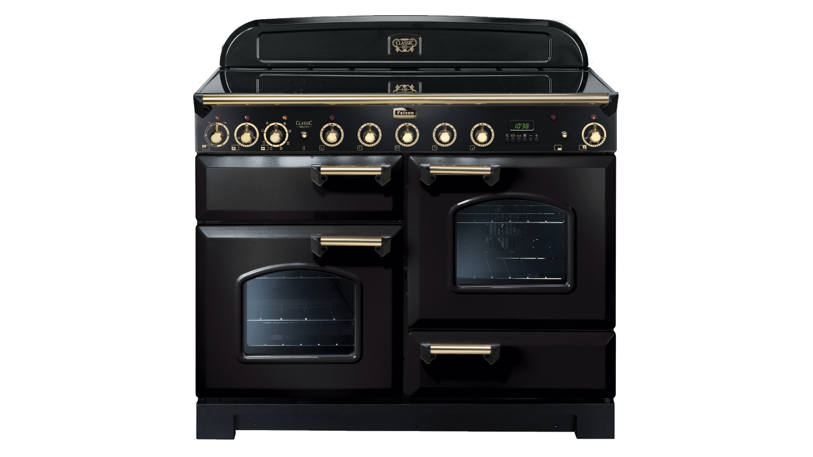 Falcon Classic Deluxe 1100mm Brass Fitting Induction Range Freestanding Cooker - Black