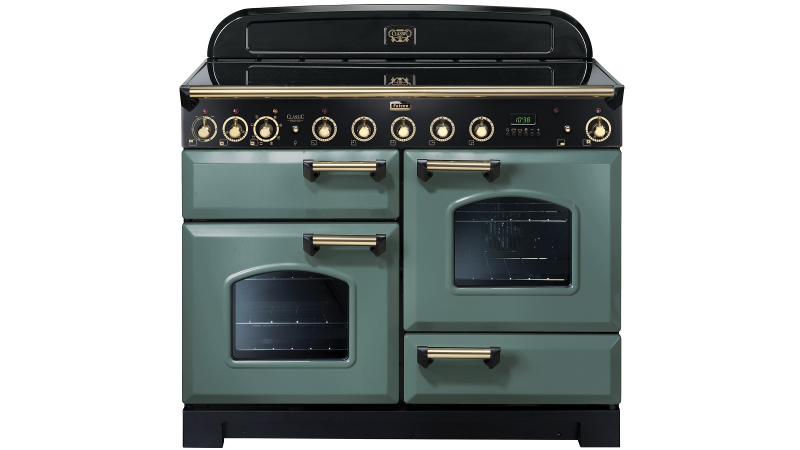 Falcon Classic Deluxe 1100mm Brass Fitting Induction Range Freestanding Cooker - Mineral Green
