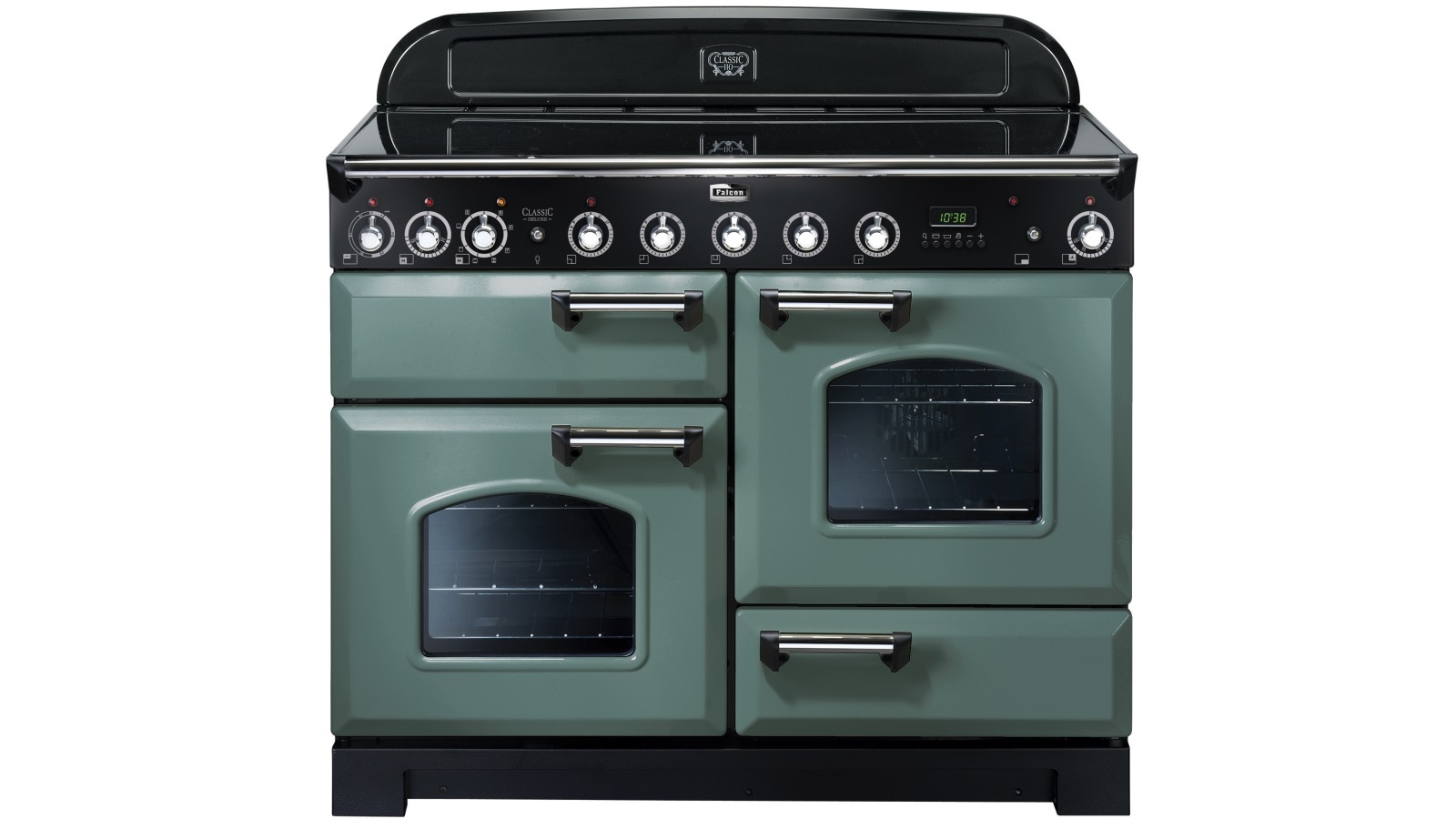 Falcon Classic Deluxe 1100mm Chrome Fitting Induction Range Freestanding Cooker - Mineral Green