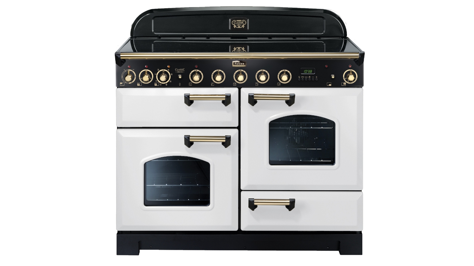 Falcon Classic Deluxe 1100mm Brass Fitting Induction Range Freestanding Cooker - White