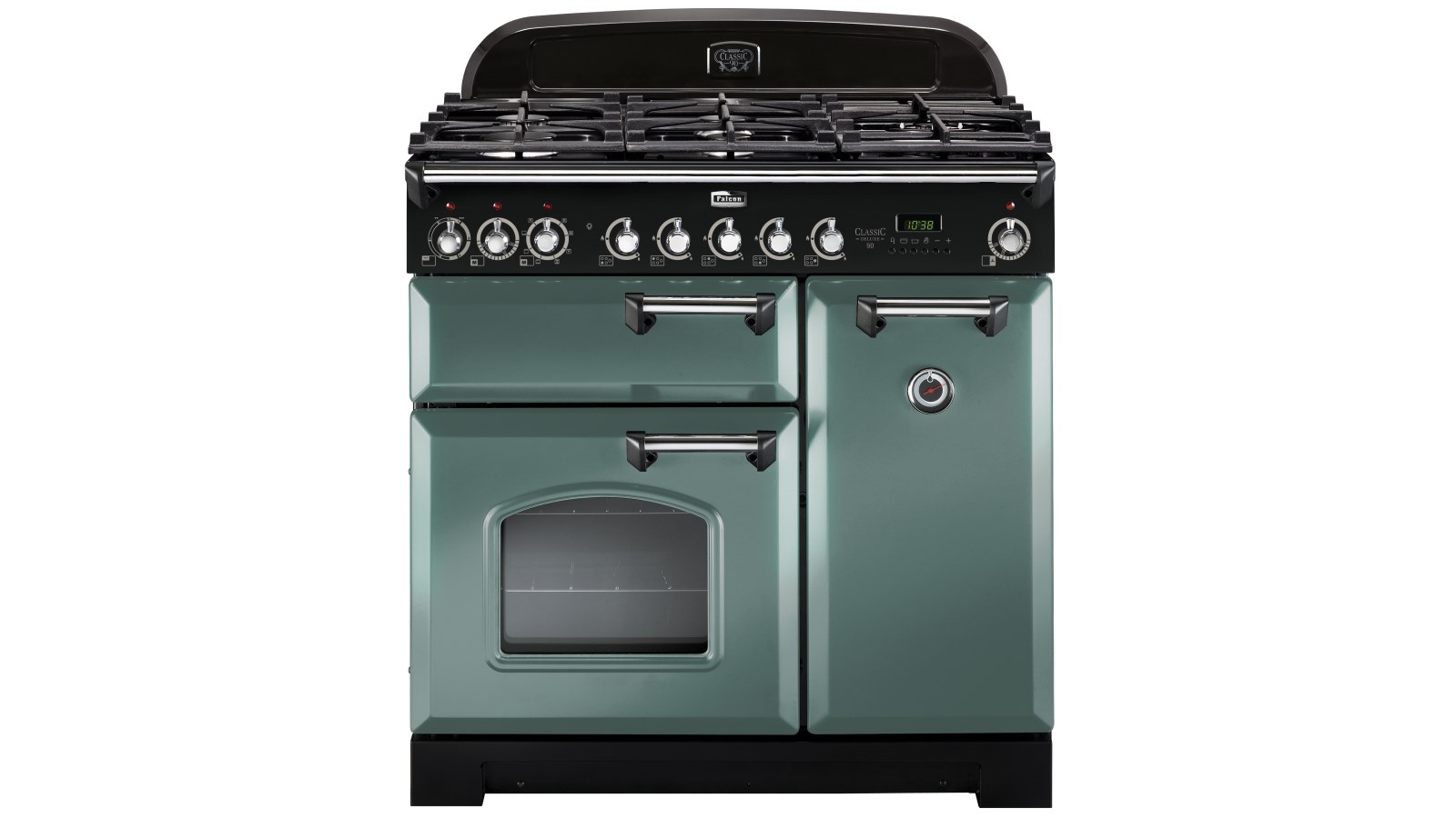 Falcon Classic Deluxe 900mm Chrome Fitting Dual Fuel Freestanding Cooker - Mineral Green