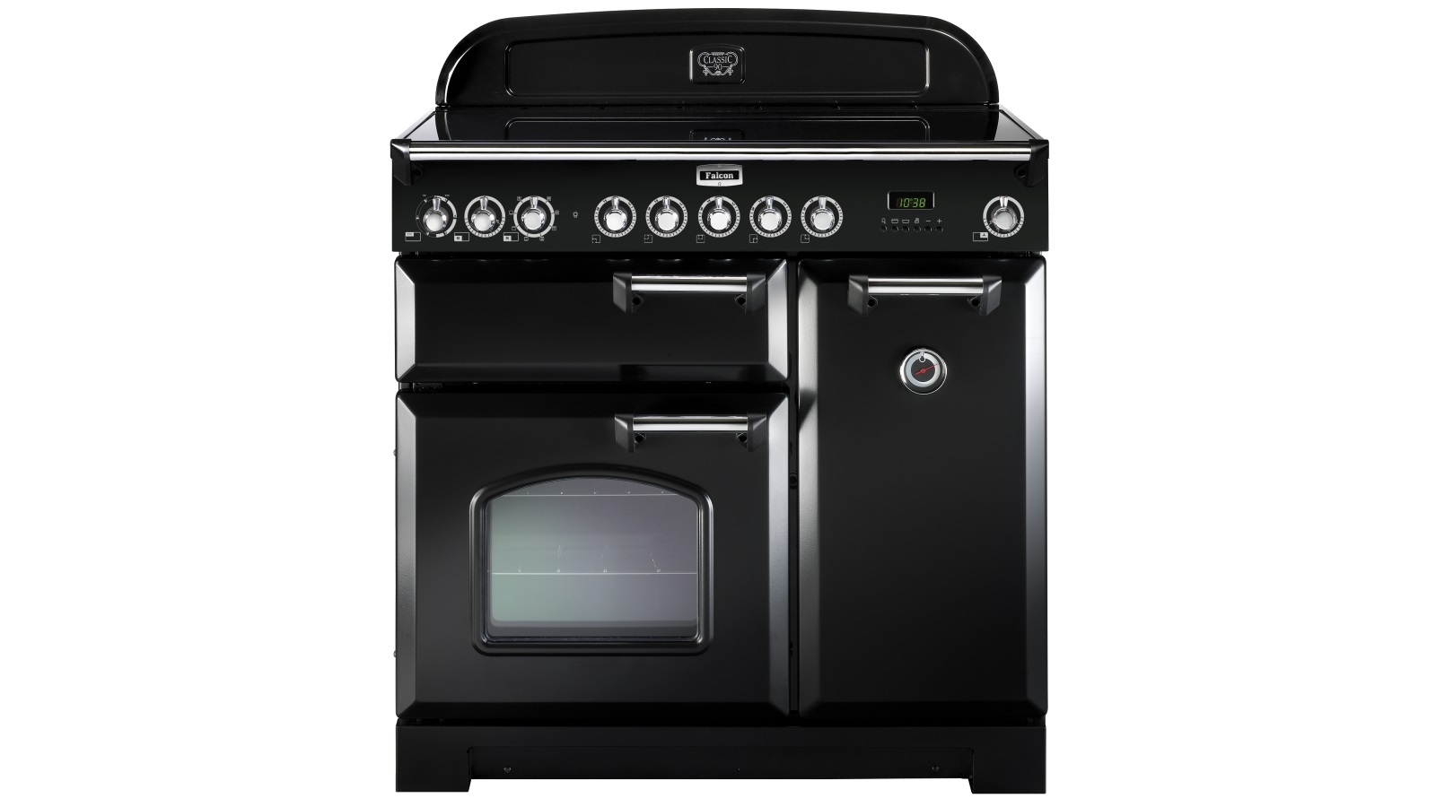 Falcon Classic Deluxe 900mm Chrome Fitting Induction Range Freestanding Cooker - Black