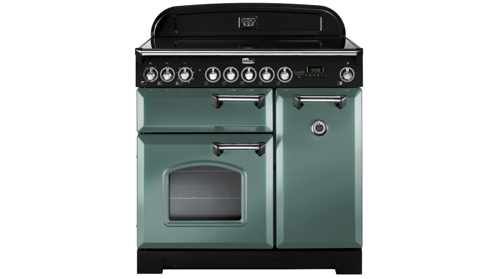 Falcon Classic Deluxe 900mm Chrome Fitting Induction Range Freestanding Cooker - Mineral Green
