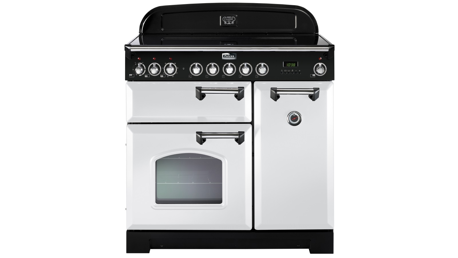 Falcon Classic Deluxe 900mm Chrome Fitting Induction Range Freestanding Cooker - White
