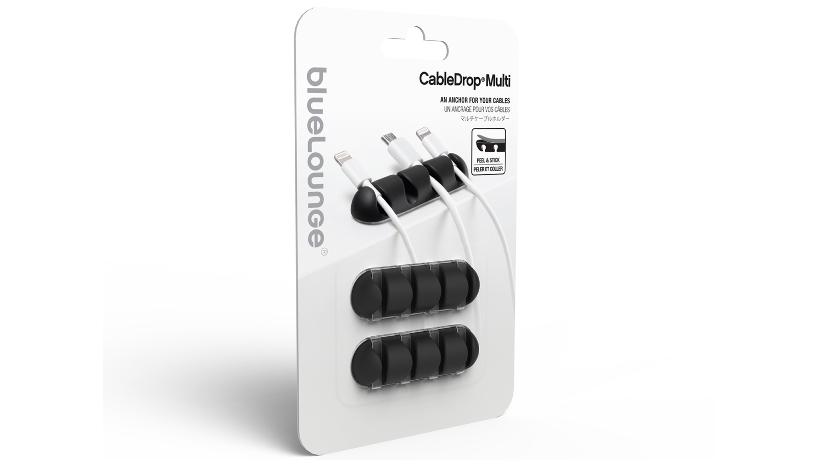 Bluelounge CableDrop Multi Cable Clip - Black