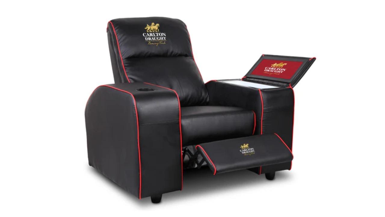 A Man and His Cave Carlton Draught Recliner with Built-in Bar