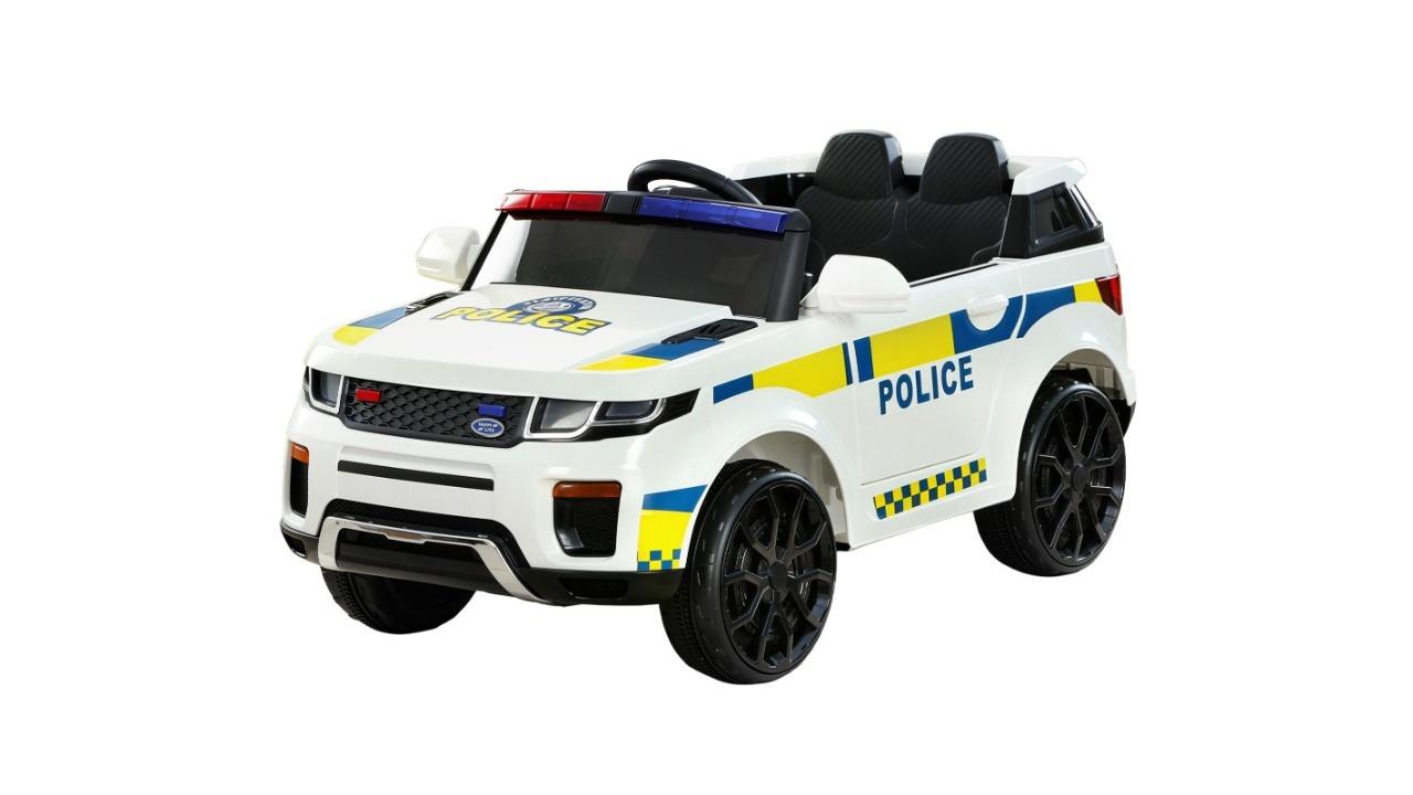 Rigo Kids Electric Ride On Patrol Police Car Horn Music Remote - White