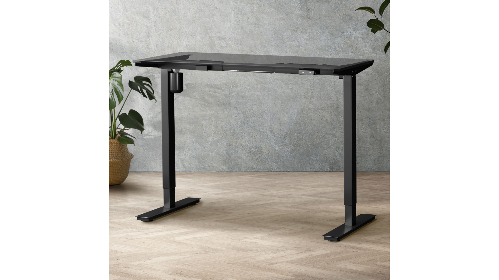 Oikiture Black Single Motor Height Adjustable Standing Desk - Frame Only 