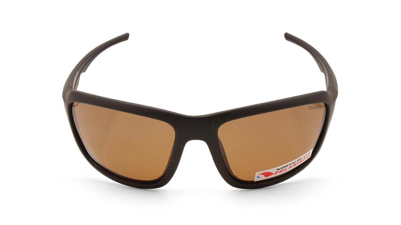 North Beach 70597 Unisex Leerfish Polarised Sunglasses - Matte Black/Brown