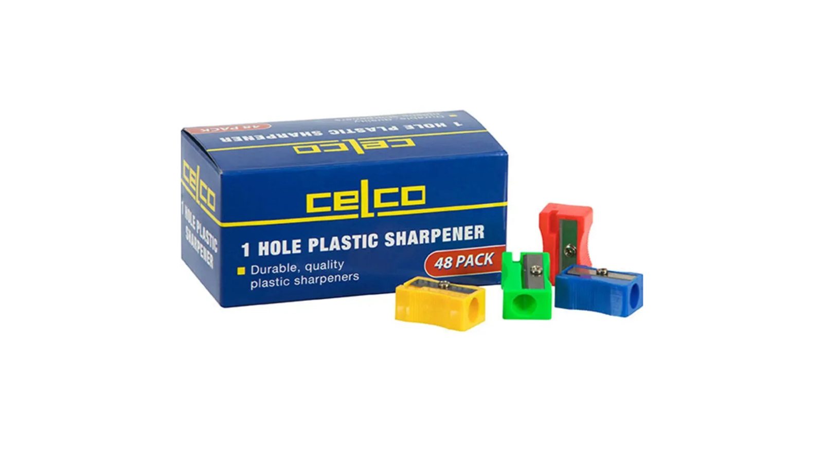 Celco Pack of 48 Assorted 1-Hole Plastic Sharpener 